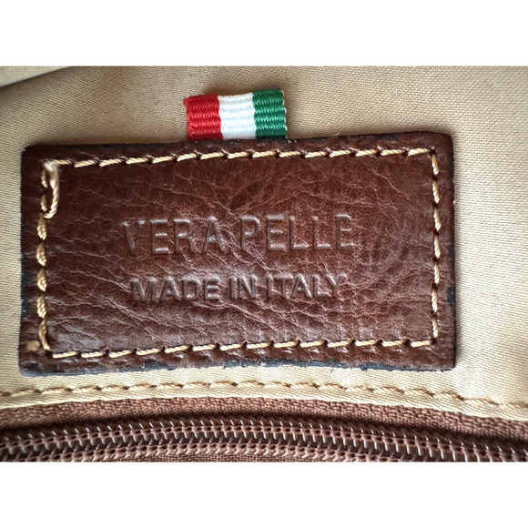 Persaman Work Tote Bag Brown Leather Top Zip Double Handles Crossbody Strap - Picture 4 of 16